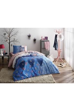 Tek Kişilik Ranforce Nevresim Takımı Lacy Mavi 60176198 - Taç