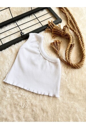 Tek Kol Krem Bebek Crop Üst Giyim - Bahnur