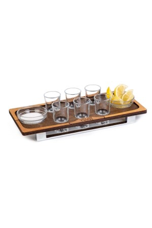 Tekila Küreği- Ahşap Tekila Shot Seti- Bardak Ve Kaseler Dahil. Tekila Sunum Tepsisi- Yılbaşı Seti - Microwood