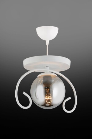 Tekli Beyaz Kelebek Füme Glop Camlı Modern Avize AK00051 - Kraliçe