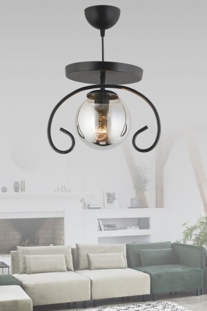 Tekli Siyah Kelebek Füme Glop Camlı Modern Avize AK00051 - Kraliçe
