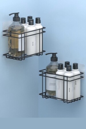 Teknotel Adhesive 2 Pieces Bathroom & Kitchen Shelves Matte Black St316 11. ST. 316. 01 - Tekno-tel