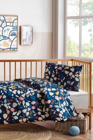 Terazzo Baby-Bettbezug-Set – Azurblau - Hibboux