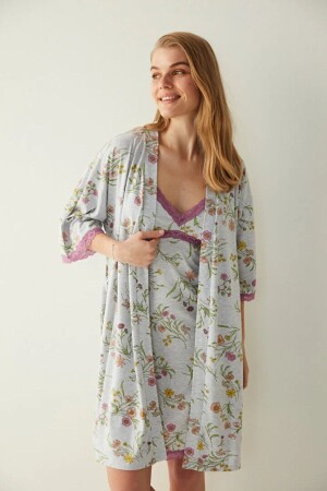 Terra Floral Patterned Dressing Gown - Penti