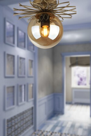 Tesla Single Chandelier Antiqued Honey Glass BEG1309 - Begüsa