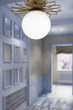 Tesla Single Chandelier Antiqued White Glass BEG1309 - Begüsa