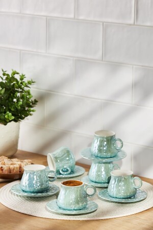 Teşvikiye Set of 6 Porcelain Coffee Cups Turquoise 600. 15. 01. 2606 - Emsan