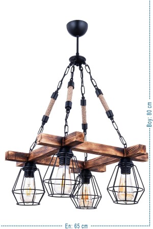 Tetra Wooden 4 Luxury Rope Chandelier PA. 0261 - polataydinlatma