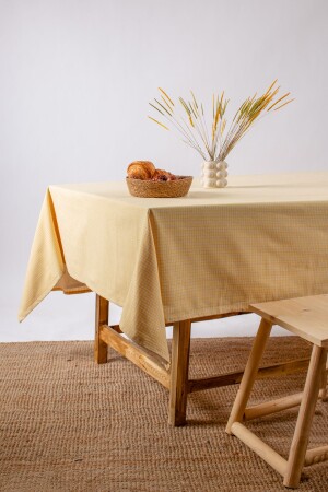 Texture Linen Piti Checkered Yellow Tablecloth - Gingham Picnic Cloth - Wellstil