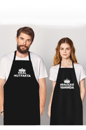 The King Is In The Kitchen Next To His Queen Kitchen Apron eckombinblack - enmalife
