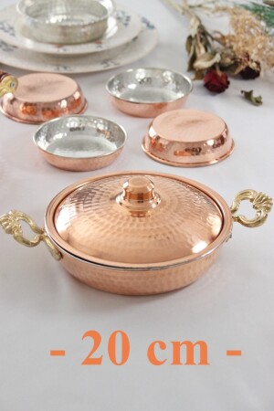 Thick Egg Pan with Copper Lid Deep Pan with Lid 20cm grbkrkpktv320 - GÜR BAKIR