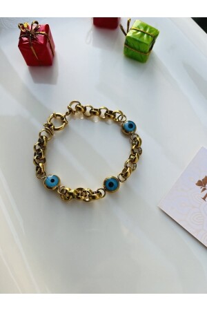 Thick Tattoo Chain Evil Eye Beaded Bracelet with Big Clip - Milagro