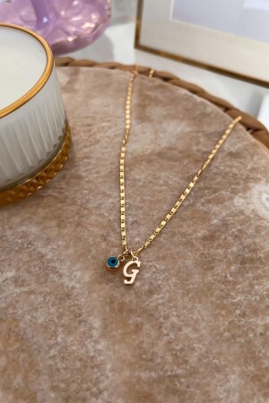 Thin Chain Necklace with Letter G and Evil Eye Pendant - Trendy Butik