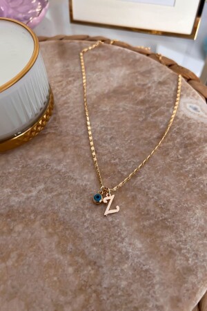 Thin Chain Necklace with Z Letter and Evil Eye Pendant - Trendy Butik