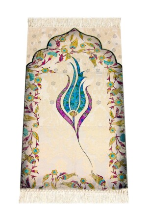 Thin Tulip Prayer Rug - Blue - Small Size - 46 X 77 CM - İhvan