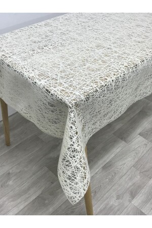 Thread Pattern Wicker Pvc Transparent Coated Luxury Oilcloth Tablecloth Cream - Yıldızhome