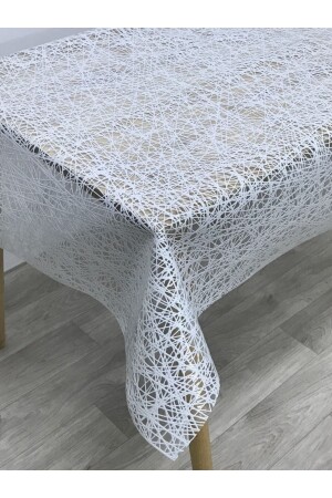 Thread Pattern Wicker Pvc Transparent Coated Luxury Oilcloth Tablecloth White - Yıldızhome
