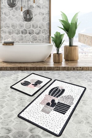 Three Cactus Djt Set of 2 Bath Mat Non-Slip Based Toilet Set - Chilai Home