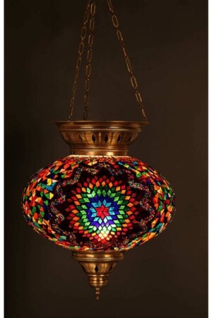 Three Chain Single Mosaic Pendant Lamp Chandelier Authentic Bohemian Largest Glass 30cm DEZTEKAVİZE - DezHome