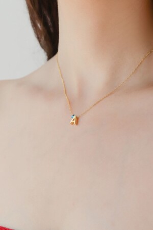 Three-dimensional Letter A with 925 Sterling Silver Eyes Women's Silver Necklace MNMSA01 - Minamis Silver