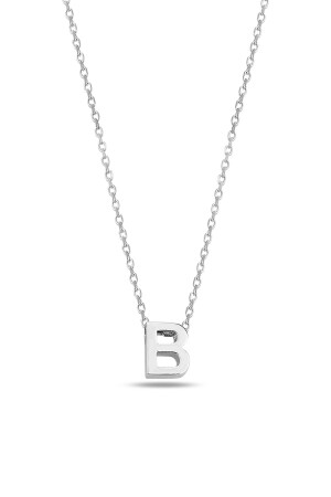 Three-dimensional Minimal Letter B Necklace with 925 Sterling Silver Chain - Certified - Kar Diamond