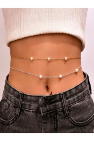 Three Pearl Waist Chain - Belly Accessory - Body Chain (gold Color) - Qielle