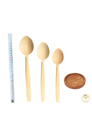 Three Size Boxwood Spoon Set and Beech Spoon Holder, Genuine Boxwood Wooden Spoon ÜÇŞMŞR - İKİ KAŞIK