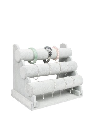 Three Tier Suede Watch, bracelet, jewelry Stand (grey Suede) SAAT-04G - ÖZER KUTU
