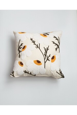 Throw Pillow Cover Linen Daisy Pattern - Ren