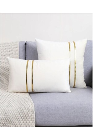 Throw Pillow Cover with Gold Detail - Deccostil