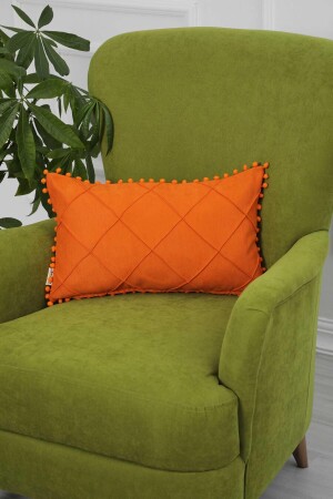 Throw Pillow Cover with Pompoms on the Edges-k-244 - Aisha's Design