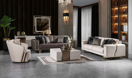 Tiana Sofa Set - Gold - Cadde Yıldız