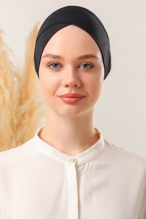 Tied Seamless Cross Bonnet Black - Melodi Scarf