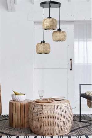 Tıger 3 Lü Tepsili Rattan Sarkıt 8575-3 - Lumexx