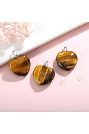 Tiger Eye Heart Real Natural Stone Pendant (1 Piece) (You can attach it to your own chain and use it) - Nbs Beautiful Naturel Stones