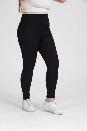 TİGERSS women's plus size high waist elasticated ribbed tights - Genel Markalar