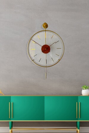 Tiktok Glazing 40 Cm Gold, Modern Metal And Glass Design Wall Clock AGA001008012 - AGA KONSEPT