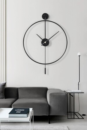 Tiktok Xxl 90 Cm Black, Modern Decorative Metal Wall Clock with Pendulum AGA01077 - AGA KONSEPT
