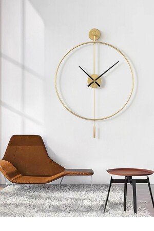 Tiktok Xxl 90 Cm Gold, Modern Decorative Metal Wall Clock with Pendulum AGA01078 - AGA KONSEPT
