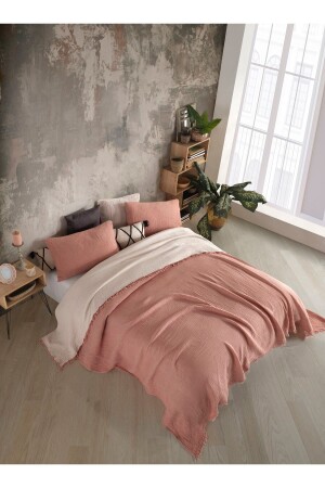 Tile 4 Layer Multi Muslin 100% Cotton Double Bedspread 200x240cm BMB - 7300 - destinyhometex