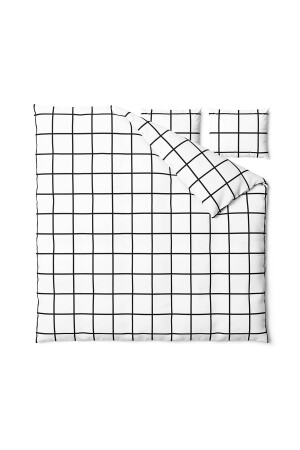 Tile Black 100 % Baumwolle Ranforce King Size Bettbezug und 2 Kissenbezüge 240 x 220 - Cote Blanc