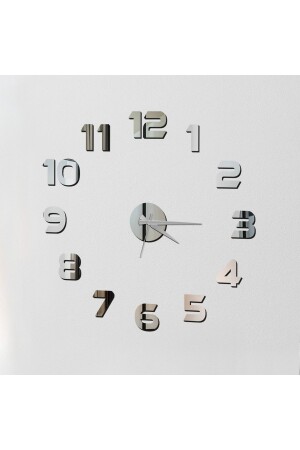Time Collection 3d Latin Numeral (TURKISH) Wall Clock - (SILVER) - Wooden Factory