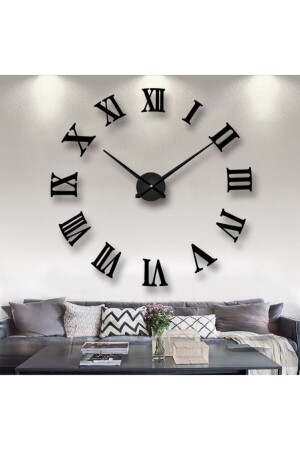 Time Collection 3d Roman Numeral Wall Clock (BLACK) - Wooden Factory