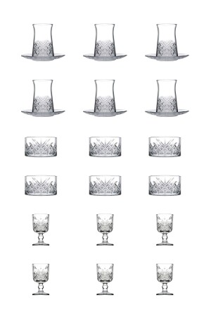 Zeitloses Satteltaschenmodell, 24-teiliges Set (Teetasse, Teeteller, Kekse, Fußwasser/Likörglas) US0661063 - Paşabahçe