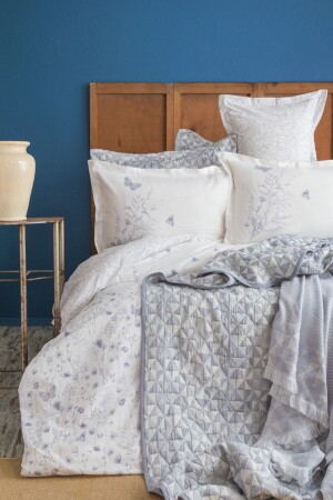 Timeless Prime Set Liberty Indigo Çift Kişilik Battaniye Ve Yatak Örtülü %100 Pamuk Nevresim Set AP99T20212111 - Apricitas HOME