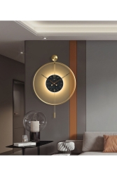 Timelles Gold Led Black Core – 60 Durchmesser, moderne dekorative Metallwanduhr Meta-040140044 - MetaQuartz Aksesuar
