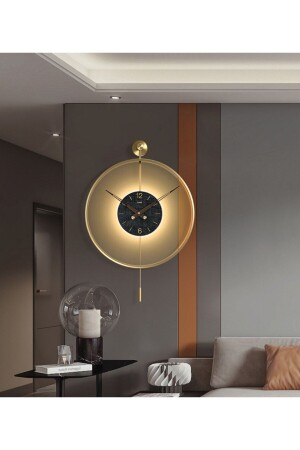 Timelles Gold (pilli Led ) Siyah Göbek 60 Çap ,(QUARTZ MEKANİZMALI) Modern Metal Duvar Saati Meta-040140044 - MetaQuartz Aksesuar