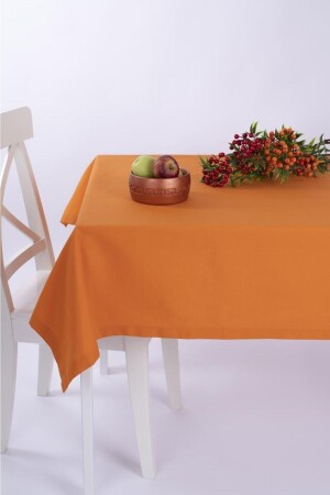 Tischdecke aus Entenstoff, schmutzabweisend, orange Option Werbung - Altinpamuk