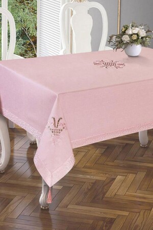 Tischdecke mit Tulpenstickerei, Puder, Puder 161378 - Çeyiz Diyarı
