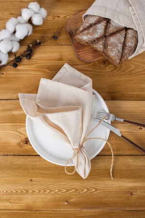 Tissue Set of 8 Organic Raw Linen Napkins 40x40 Cm - Wellstil